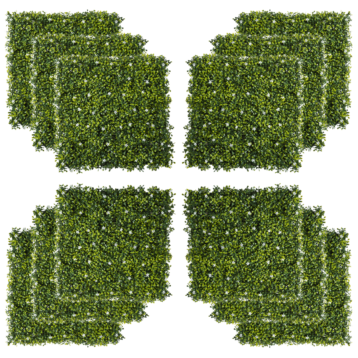 Outsunny 12-Piece Artificial Milan Grass Wall Panels 20" x 20" Decorative Fence Screen