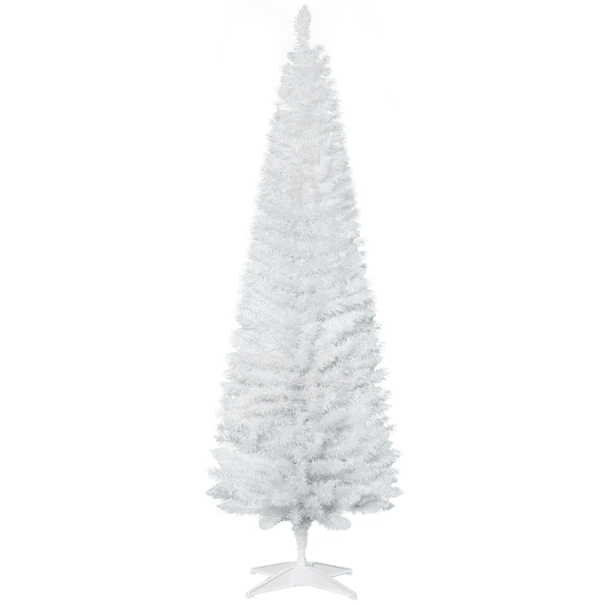 1.8m 6ft Artificial Pine Pencil Slim Christmas Tree, 390 Branch Tips, White
