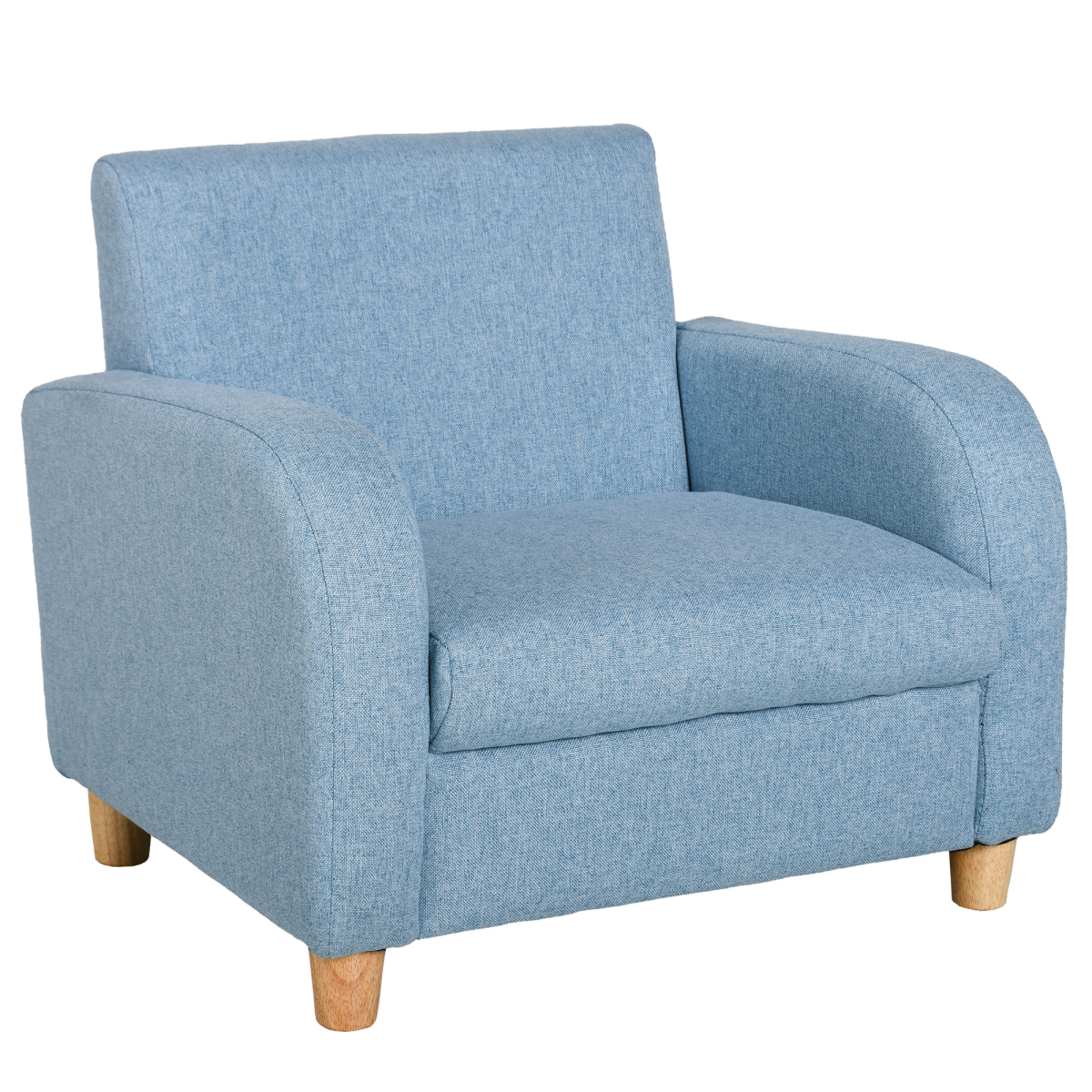 HOMCOM Blue Kids Wooden Armchair with Cushion, 3-6 Years