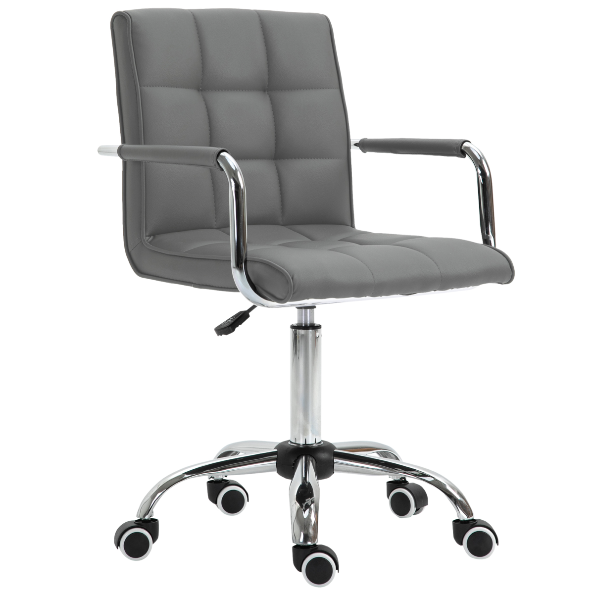 Vinsetto Grey Faux Leather Adjustable Swivel Desk Chair with Arms