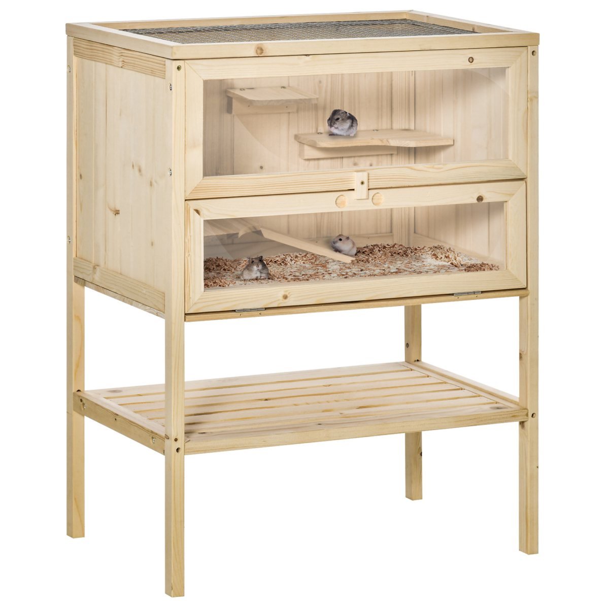 3-Tier Wooden Fir Hamster Cage House for Play and Exercise