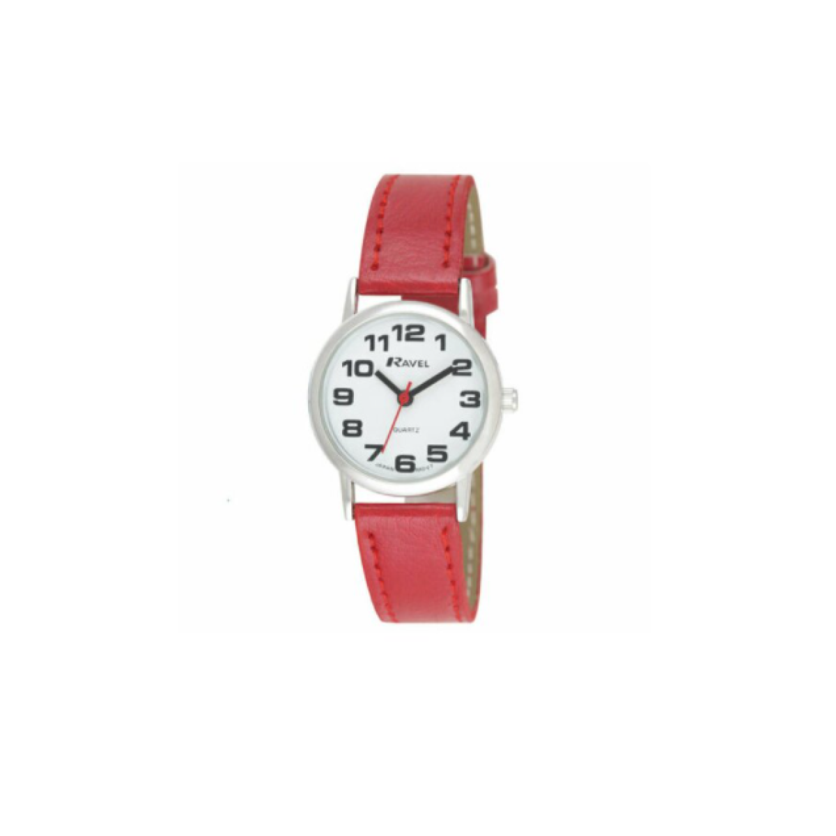 Ravel Women's Classic White Dial Faux Leather Strap Watch R0105