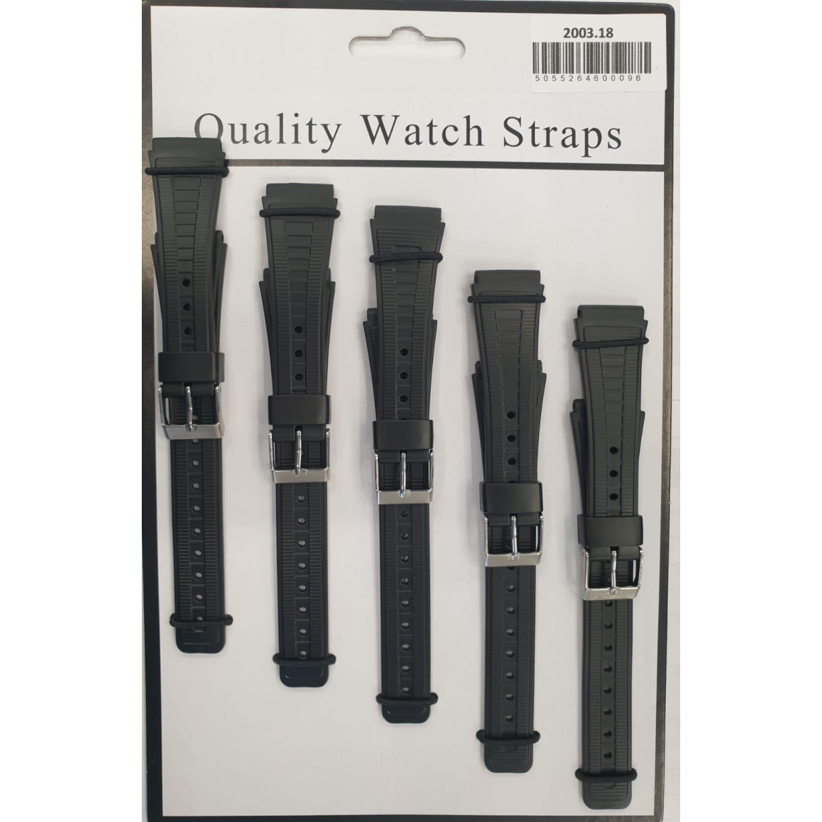 Black PU Watch Straps 22mm 5 Pack