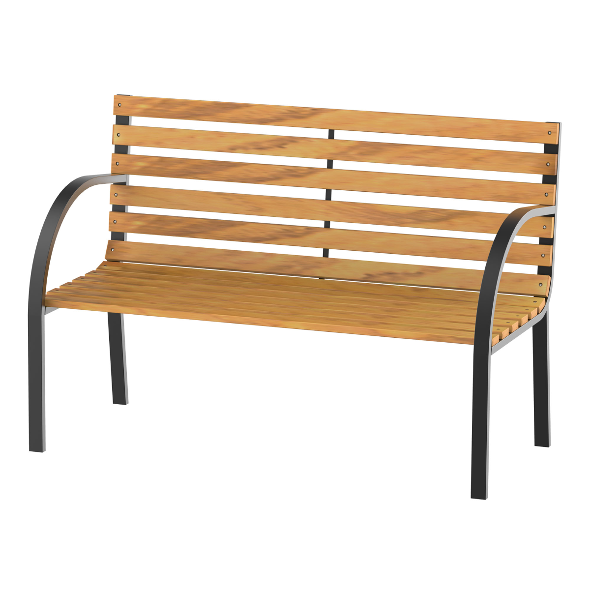 Outsunny Garden Bench, 2-Seater Steel and Hardwood, 122 x 60 x 80 cm