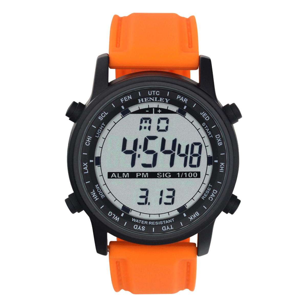 Henley Men's Digital Black Dial Rubber Strap Watch