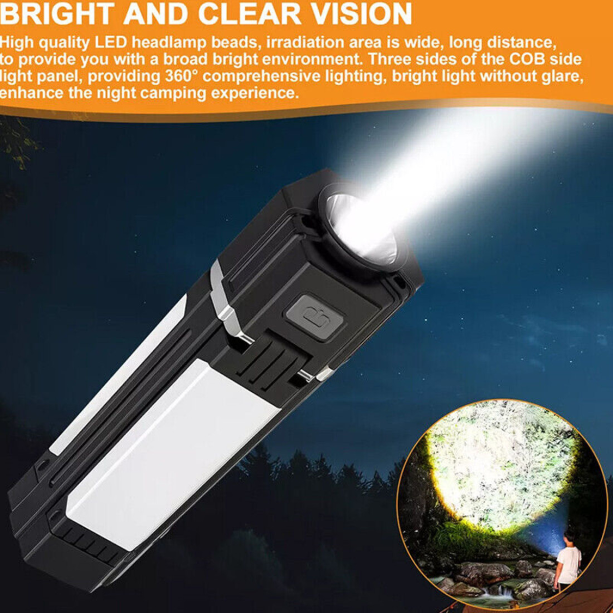 Rechargeable Foldable LED Camping Lantern Light Outdoor Camping Hiking Flashlight Work Light Camping Lantern Light