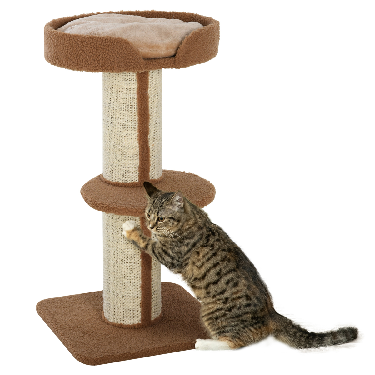 91cm Cat Tree Kitten Activity Center Tower with Top Sleeping Perch, Sisal Scratching Posts, Middle Perch, Stable Base