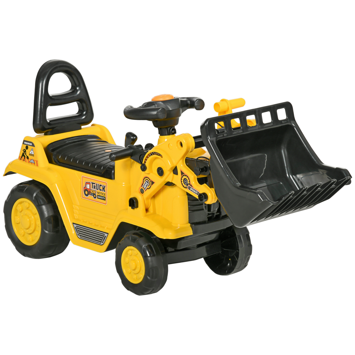 HOMCOM Ride-On Bulldozer Toddler Scooter with Storage Cart