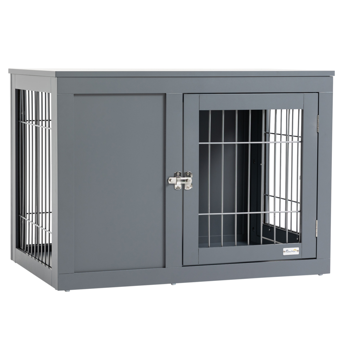 Furniture-Style Dog Crate Side Table with Two Lockable Doors for Small and Medium Dogs Pawhut