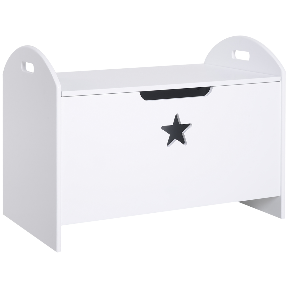 Kids Wooden Toy Storage Box with Handles, White
