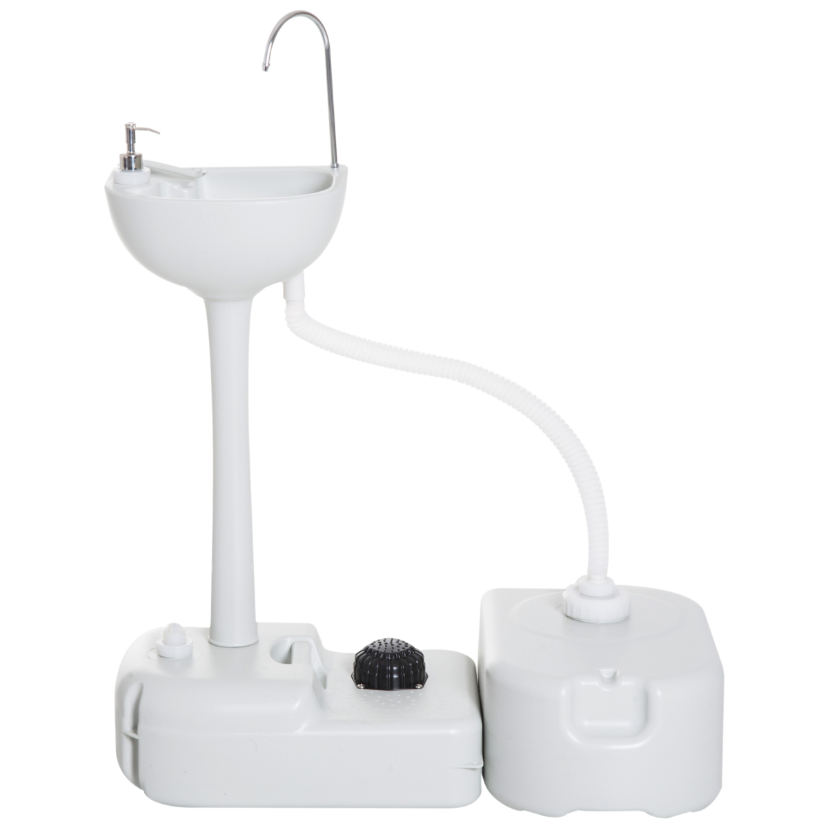 Portable Hand Wash Sink with 17L Water Tank, 24L Recovery Tank, Foot Pump, Soap Dispenser, Towel Holder and Wheels