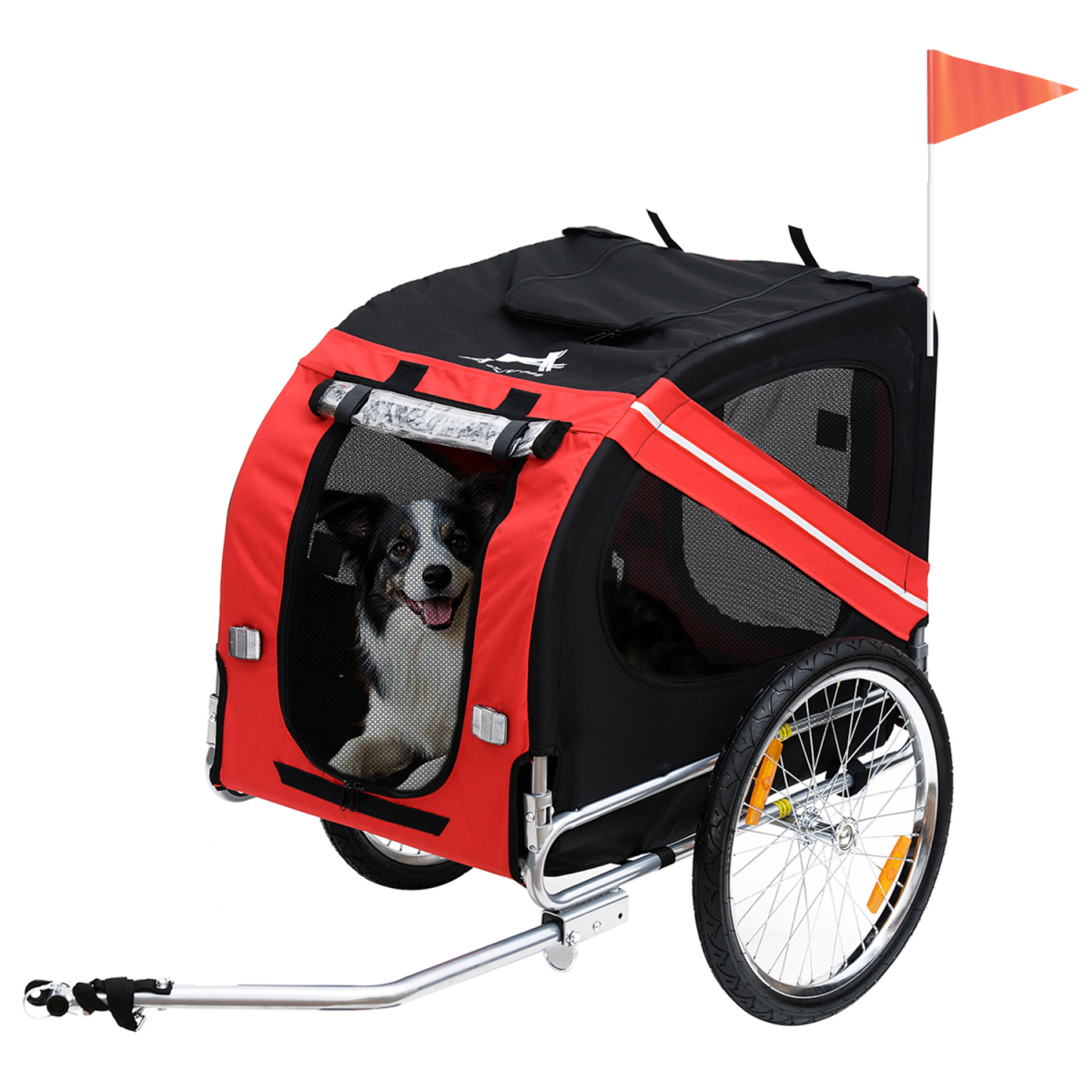 PawHut Pet Bicycle Trailer Dog Cat Bike Carrier, Water-Resistant Oxford Cloth, Mesh Windows, Bike Hitch Coupler