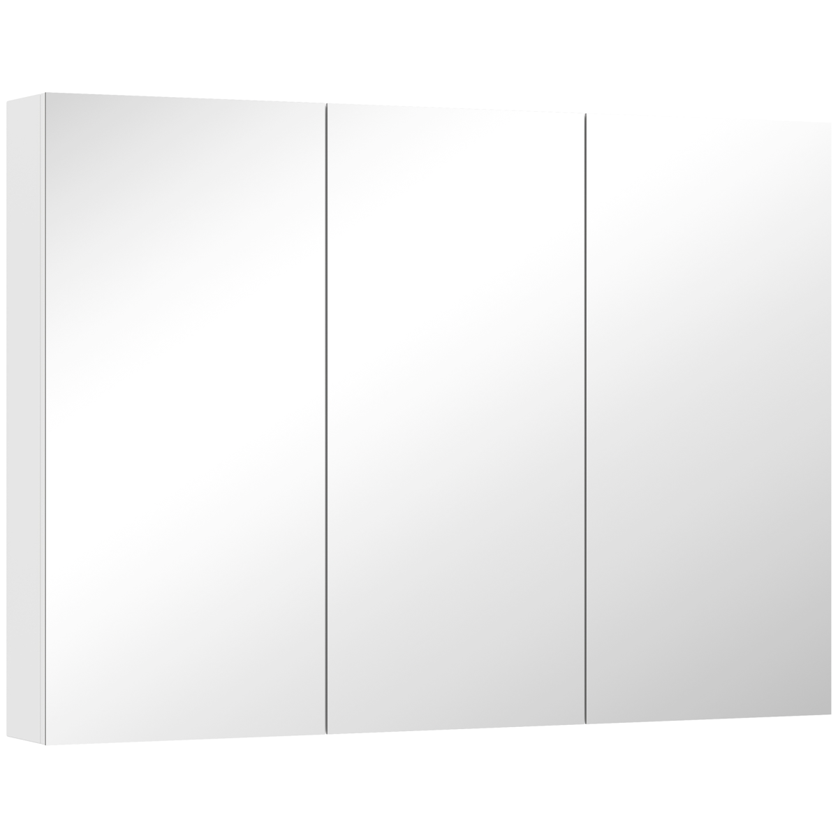 HOMCOM Bathroom Mirror Cabinet, 3 Doors, 6 Shelves, White