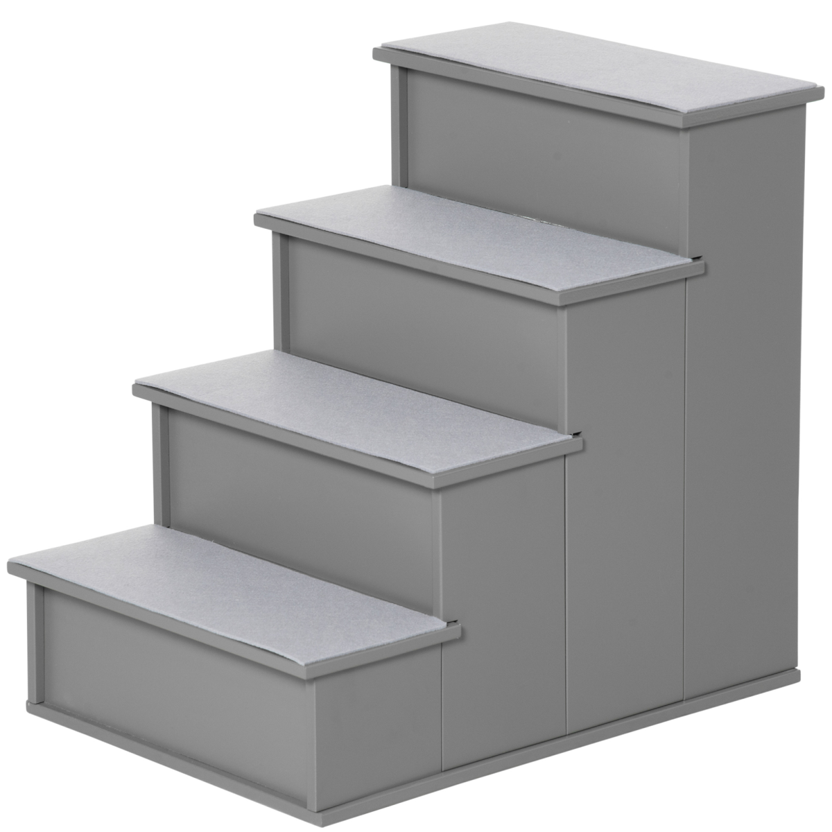 4 Step Wooden Pet Stairs for Dogs and Cats, Grey, for Bed and Couch
