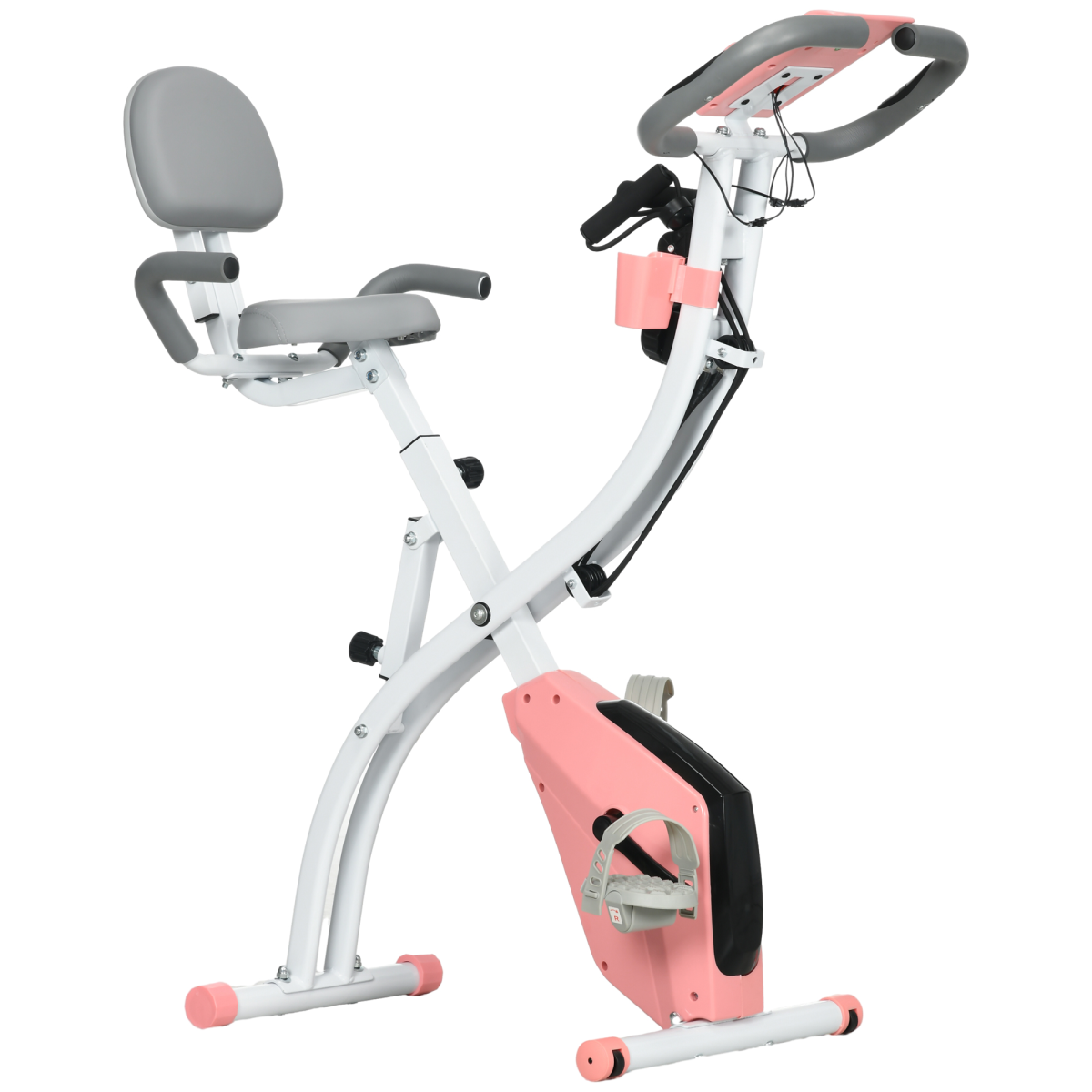 2-in-1 Upright and Recumbent Exercise Bike with 8-Level Adjustable Resistance, Pulse Sensor, LCD Monitor, Phone Holder, and Foldable Design