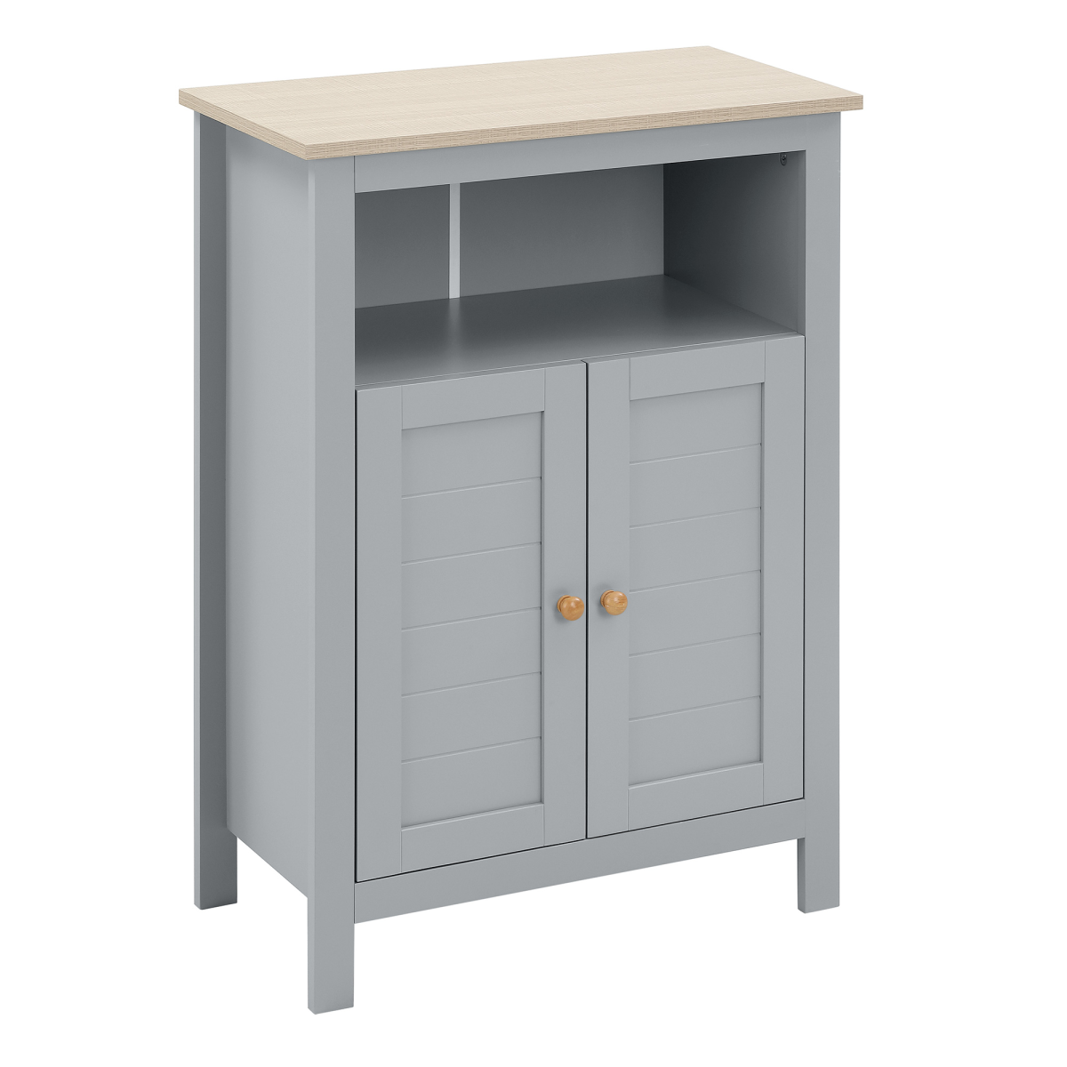 kleankin Bathroom Floor Storage Cabinet with Doors, Adjustable Shelf