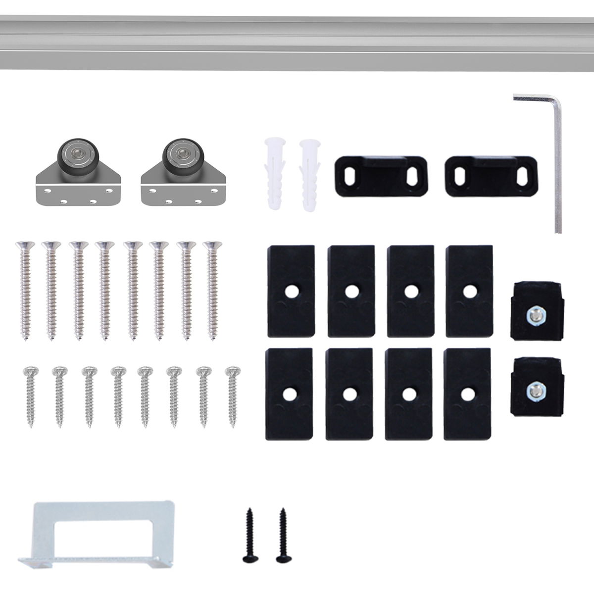 Sliding Barn Door Hardware Kit, 6FT 1860mm Track System, Metal Hardware for Single Wooden Door, 35kg Capacity, Fits 35-40mm Thick Doors