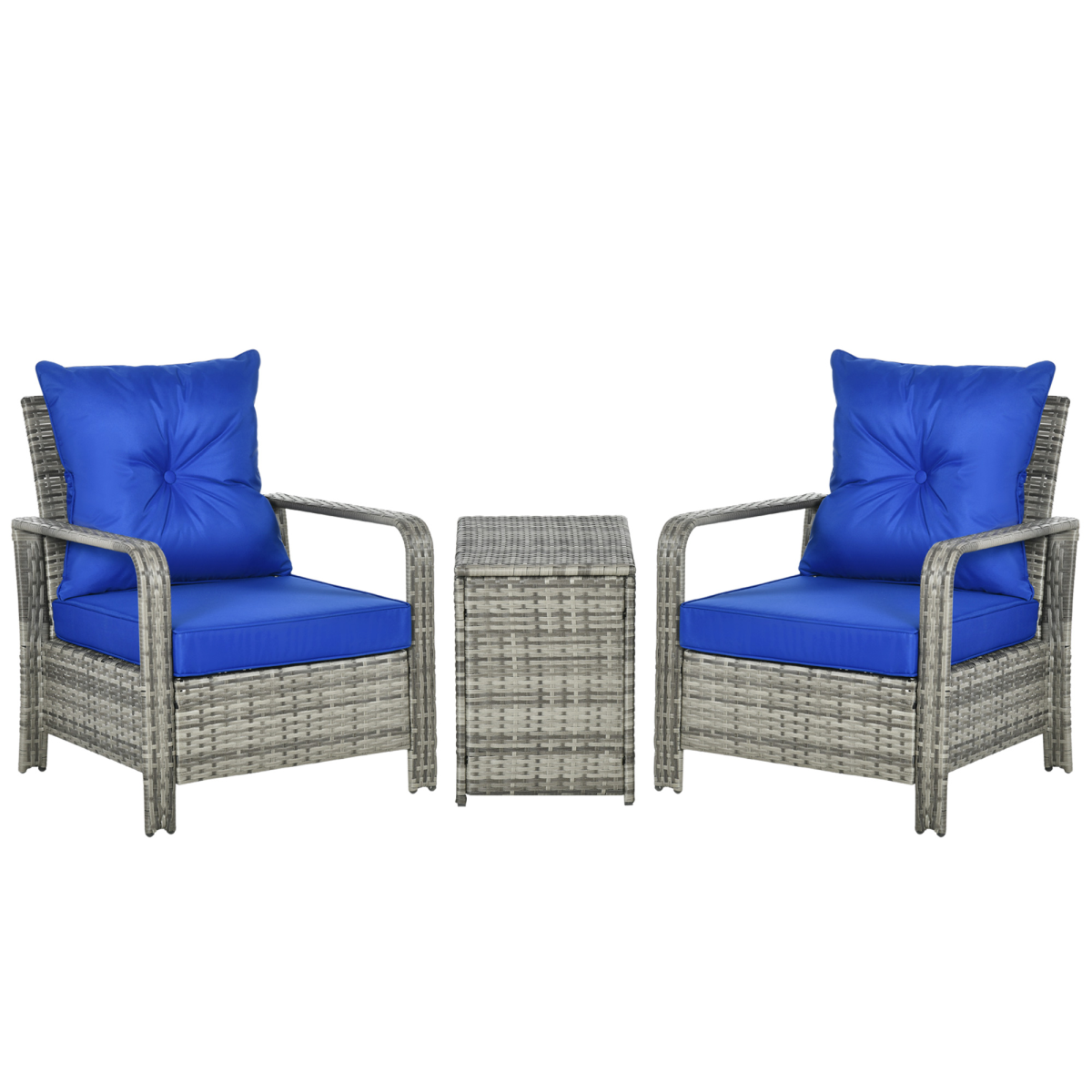Outsunny 3-Piece PE Rattan Garden Sofa Set with Storage Table