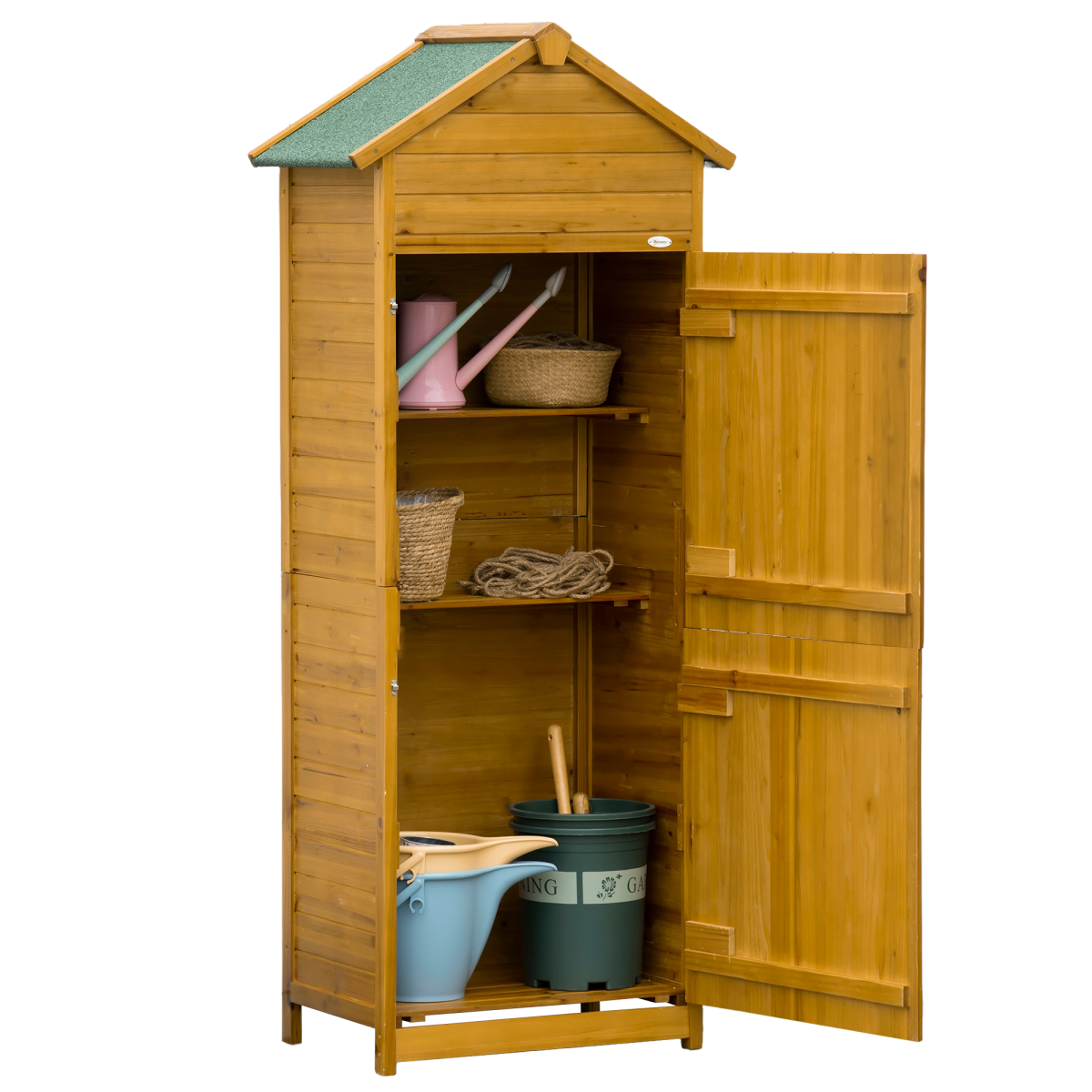 Outsunny Wooden Garden Storage Cabinet with Lockable Double Doors