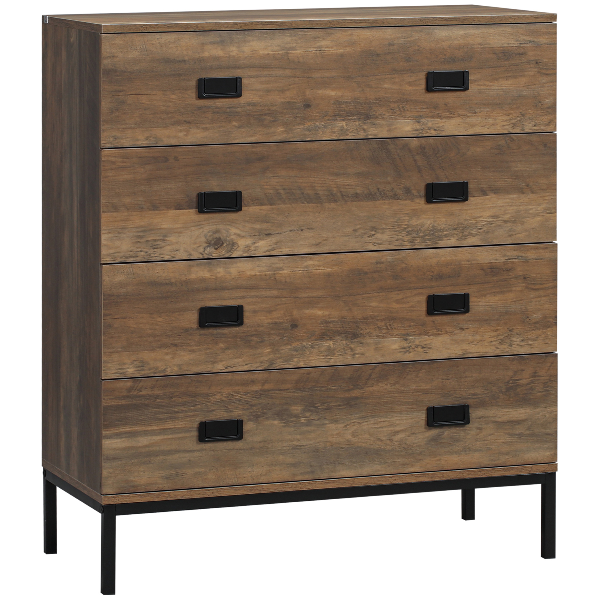 Chest of Drawers, 4-Drawer Storage Unit, Faded Wood-Effect Finish