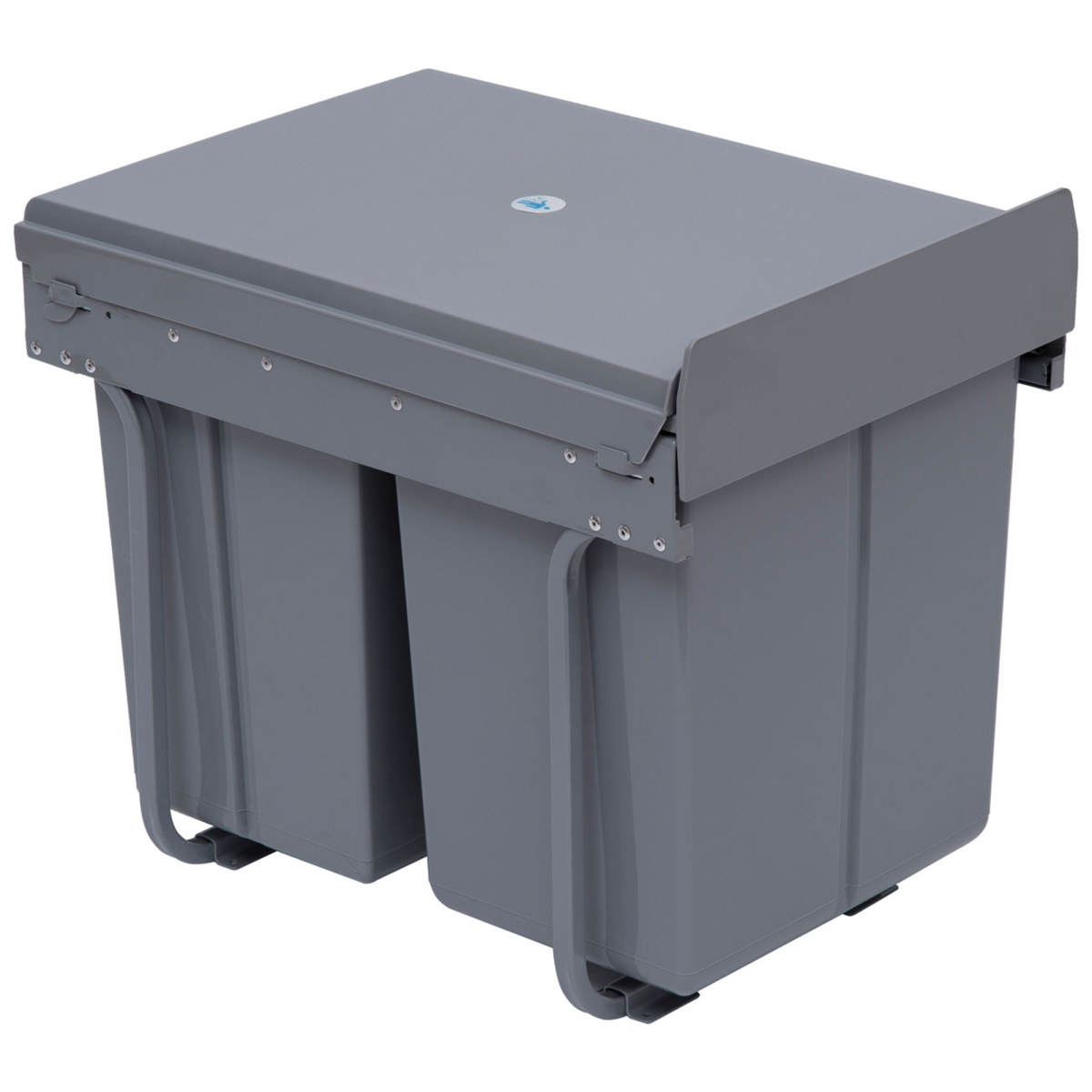 HOMCOM Pull-Out Recycling Waste Bin Cabinet 40L Grey Soft Close