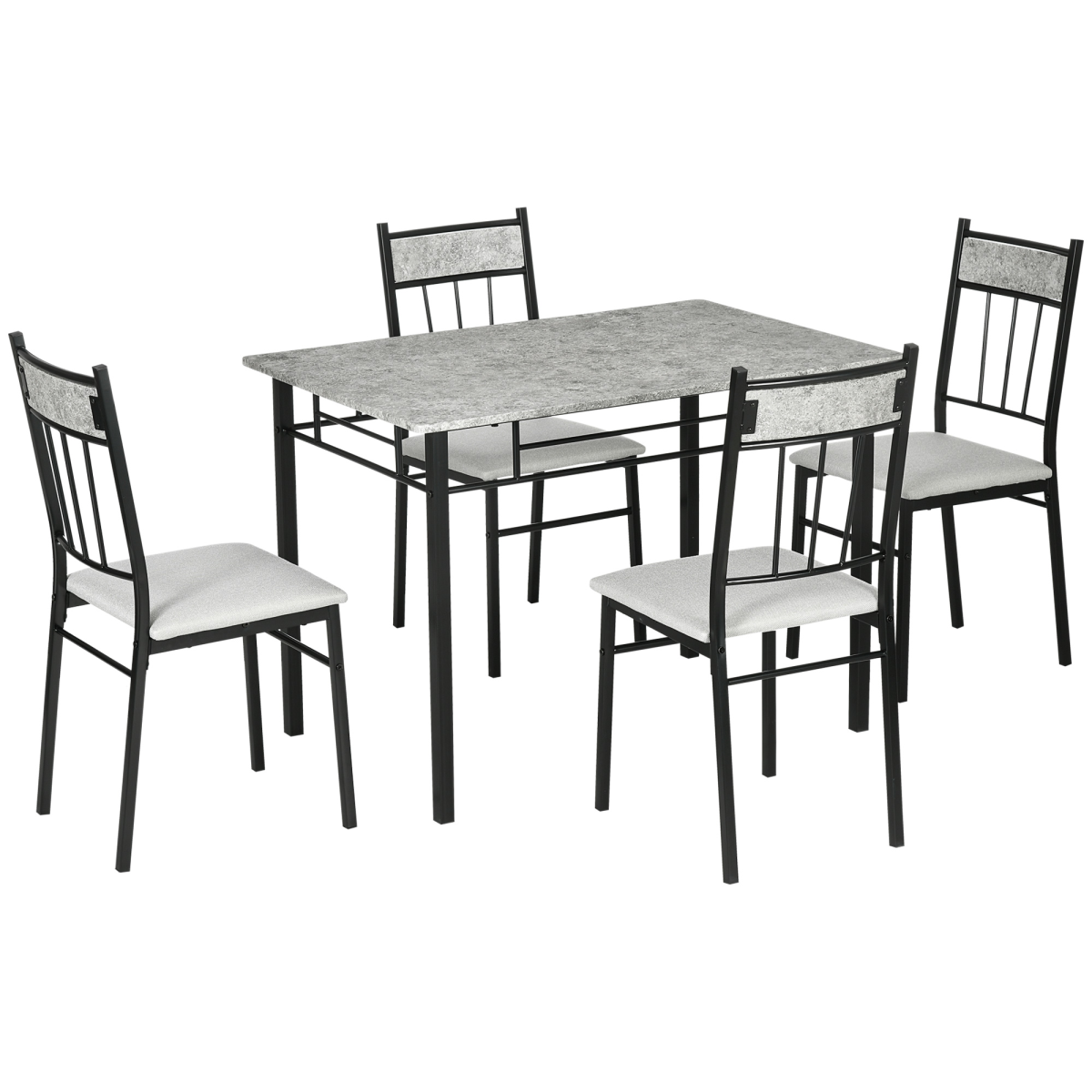 HOMCOM 5-Piece Dining Set, Marble Effect Table & 4 Chairs
