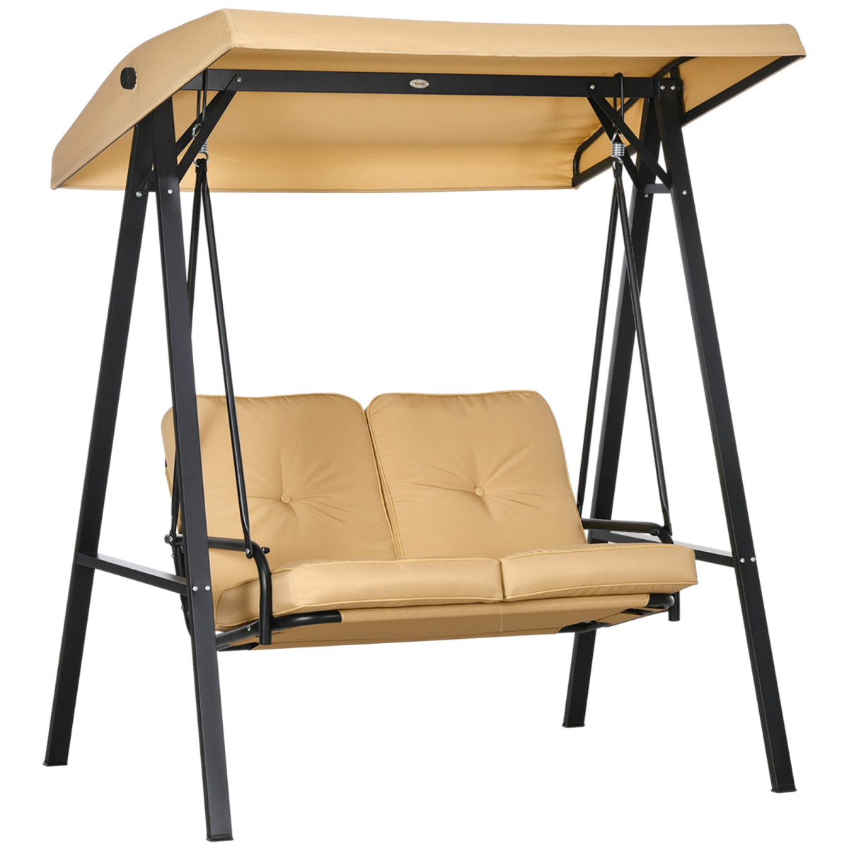 Outsunny 2-Seater Outdoor Swing Chair with Adjustable Canopy and Cushions