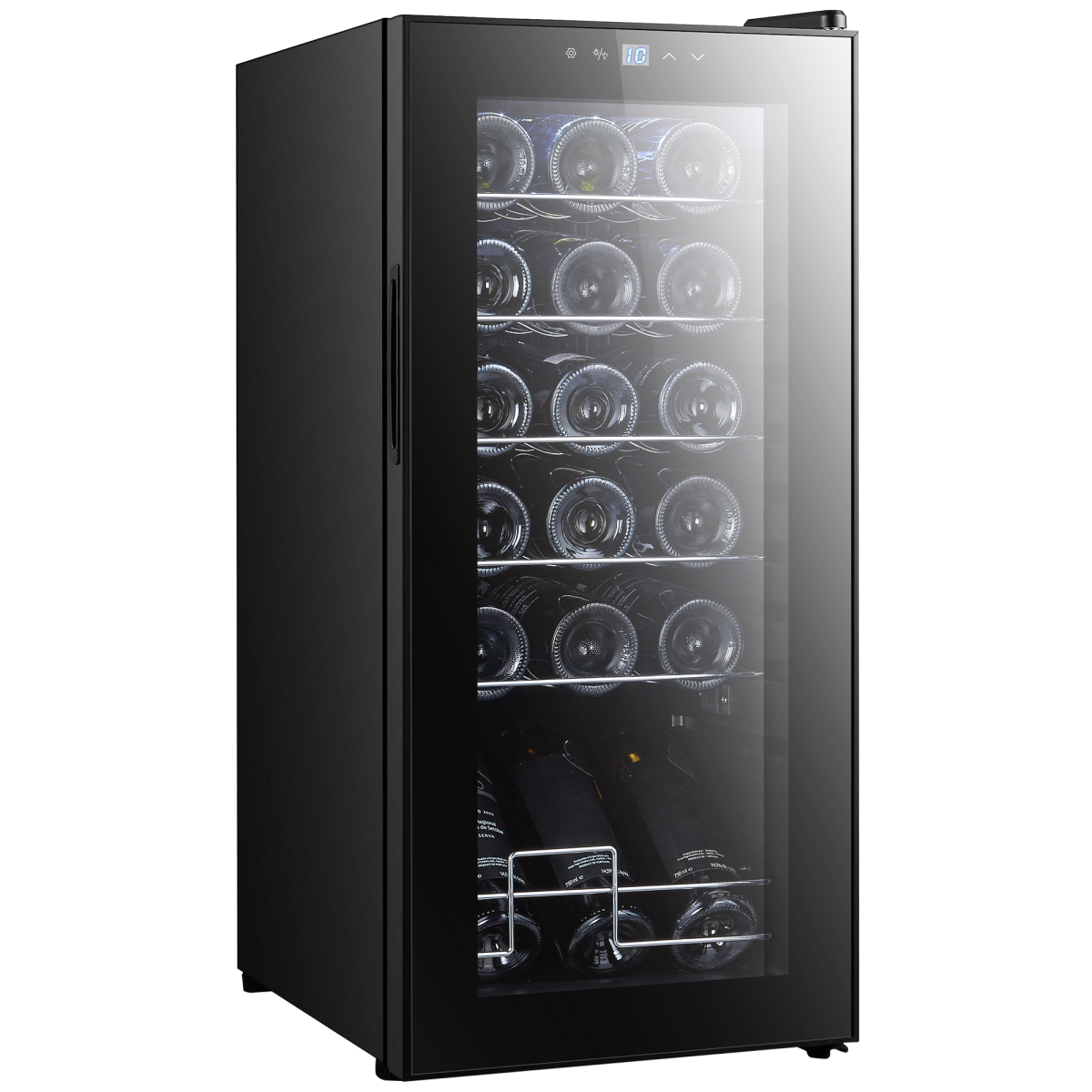 HOMCOM 50L Under Counter Wine Cooler Fridge, 18 Bottle, LED Light, Glass Door