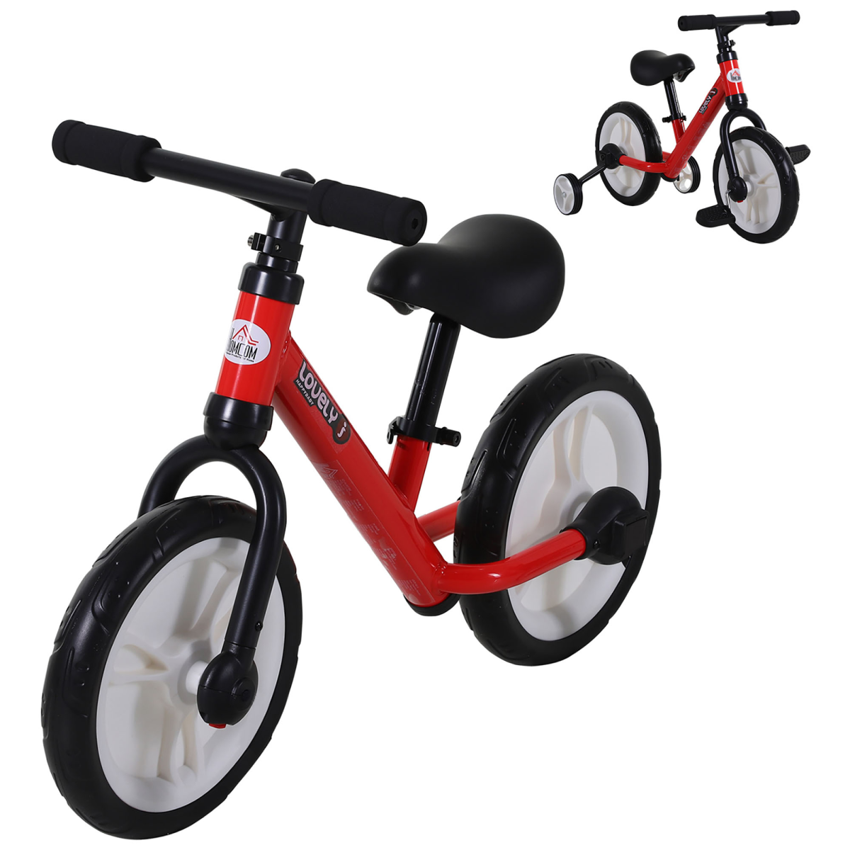 Kids 2-in-1 Balance Training Bike with Stabilizers and Pedals, Ages 2-5