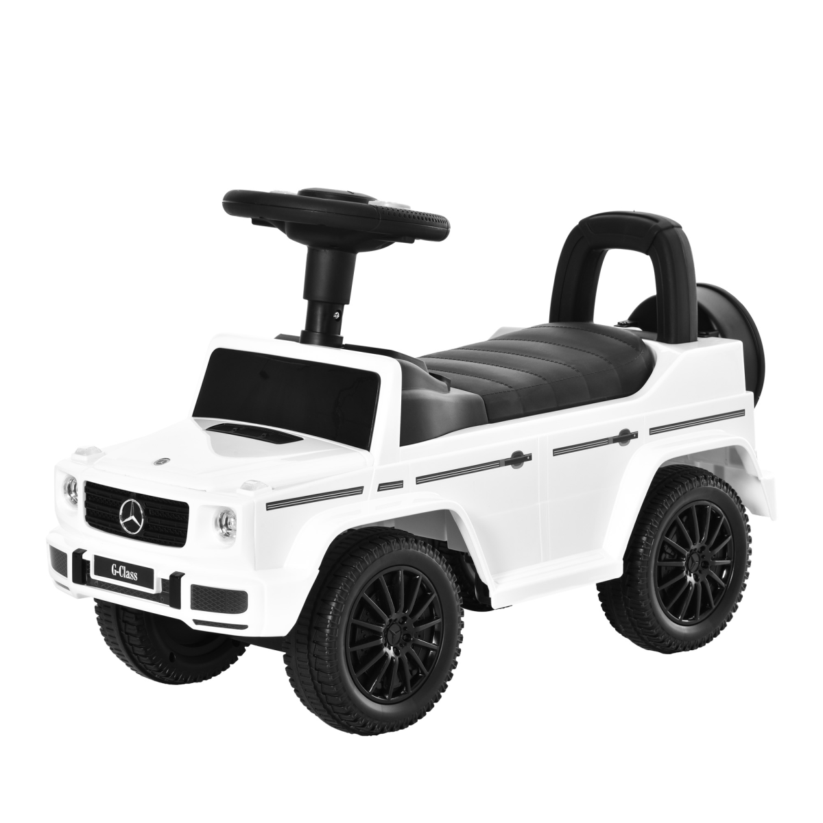 Mercedes Benz G350 Licensed 3-in-1 Kids Ride-On Sliding Car with Under-Seat Storage, No Power, White