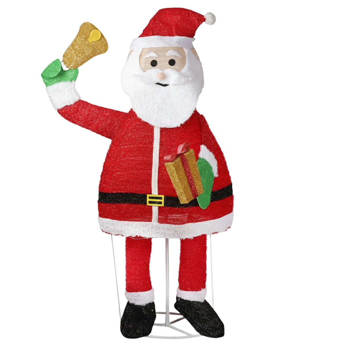 1.8M Pre-Lit Santa Claus Holding Bell Christmas Yard Decoration, 200 Warm White LEDs, Indoor Outdoor Holiday Decor