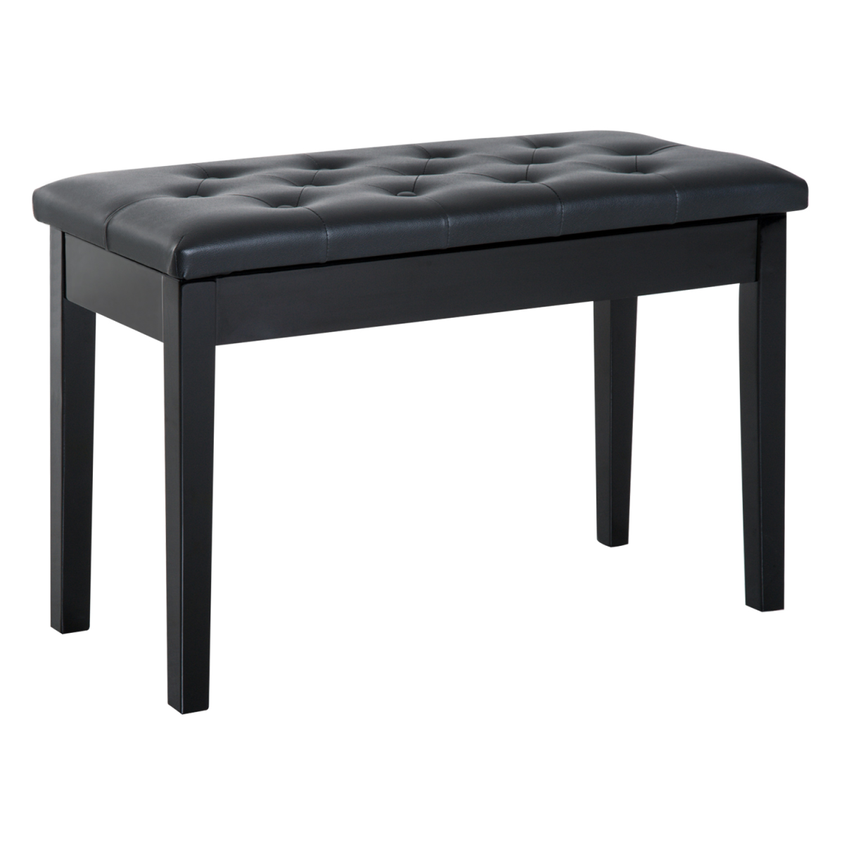 HOMCOM Tufted 2-Seater Piano Bench with Storage, Black