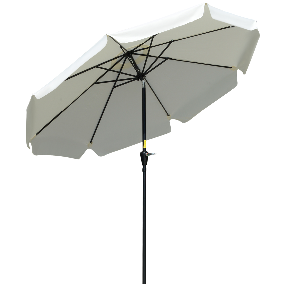 Outsunny 2.66m Patio Umbrella Parasol, Cream White, Scalloped Edge, Crank Lift, Tilting Canopy