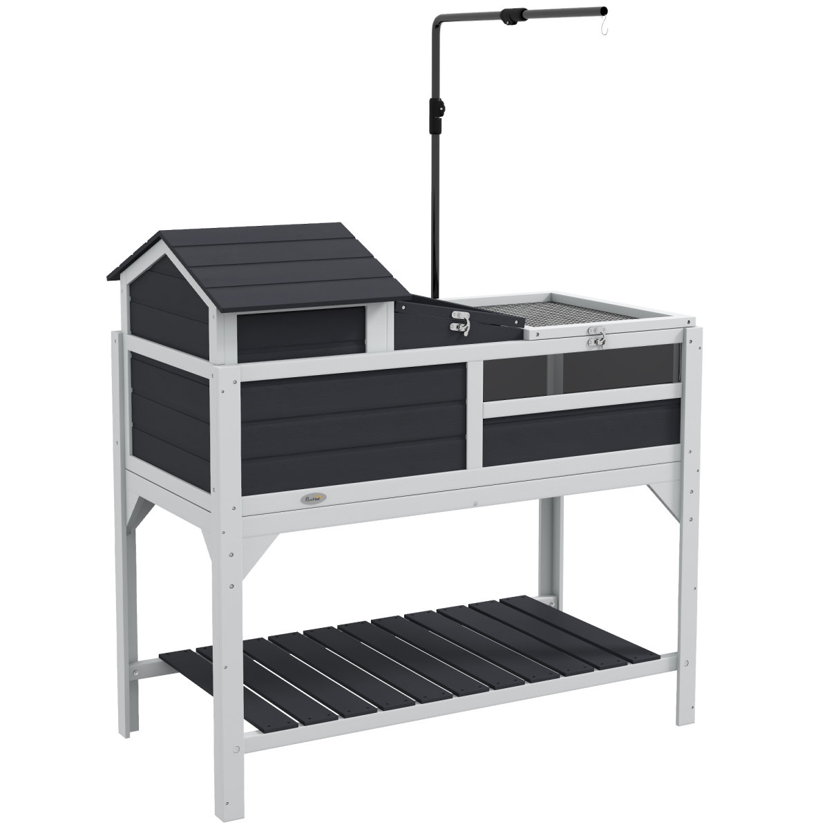 PawHut Two-Level Tortoise House with Lamp Holder, Lid & Shelf