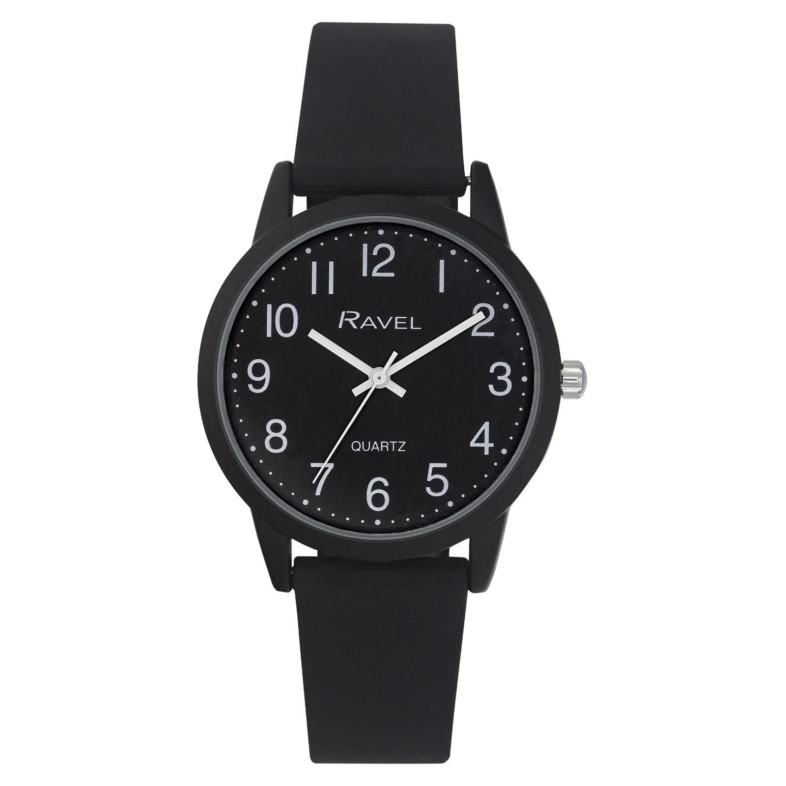 Ravel Men's Black Dial Silicone Strap Quartz Watch