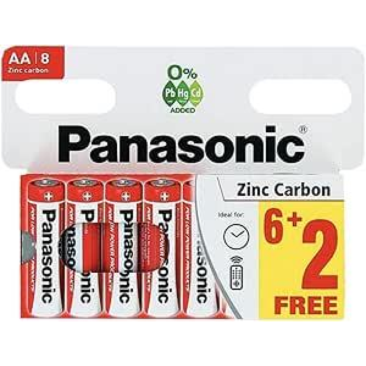 Panasonic AA Zinc Batteries, 8-Pack