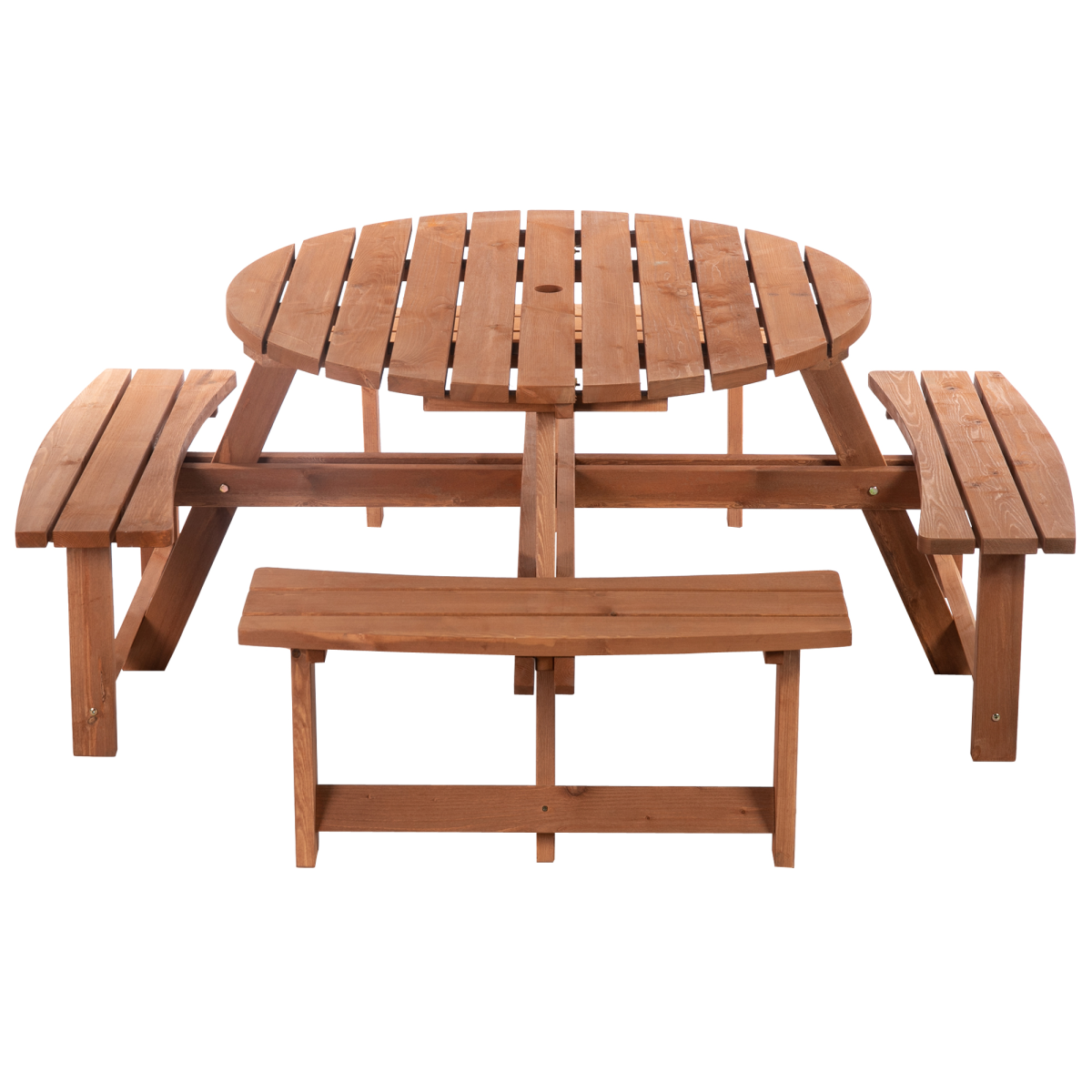 Outsunny 8-Seater Fir Wood Picnic Set with Parasol Attachment Hole