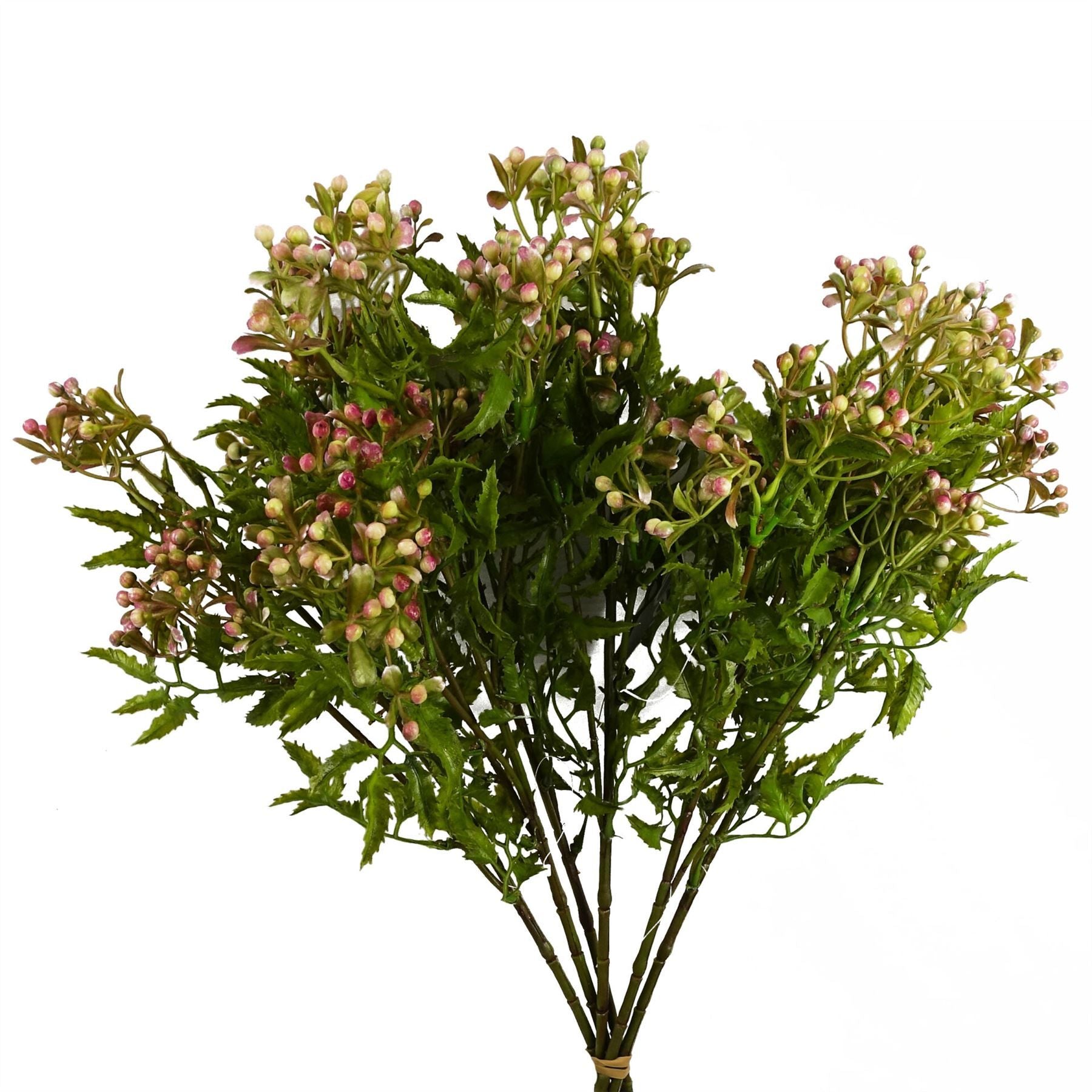 Leaf Pack of 6 55cm Artificial Foliage Stems with Pink Berries