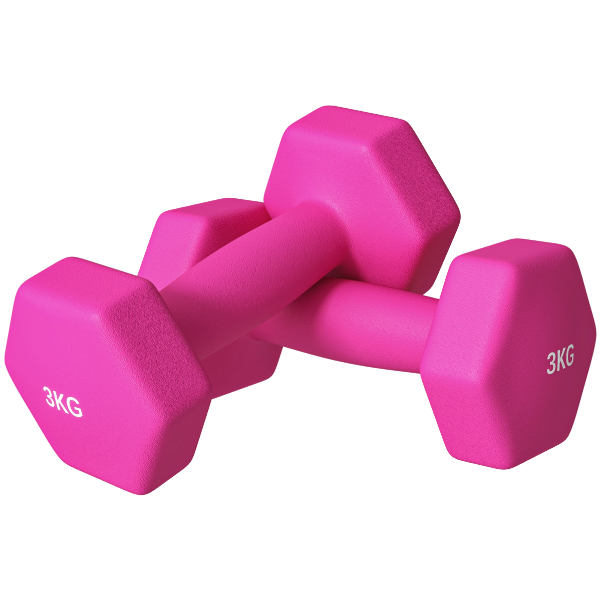 SPORTNOW 2-Piece Pink 3kg Hex Dumbbell Set with Non-Slip Grip