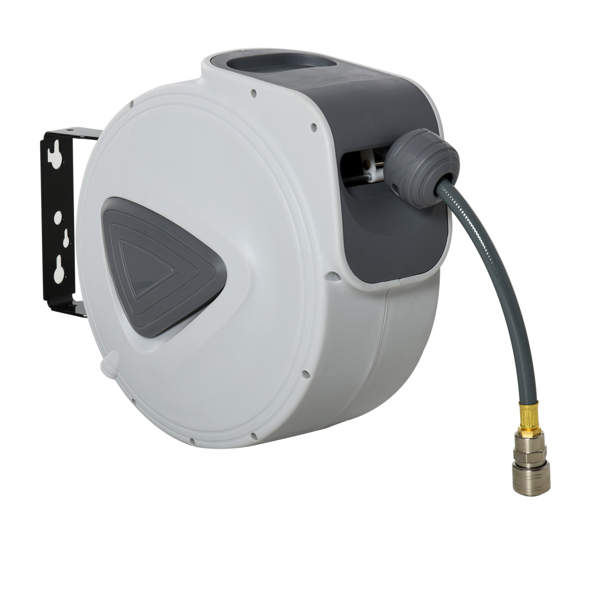 Durhand Retractable 15m Auto Self-Winding Wall-Mount Air Hose Reel 1/4" with 180° Rotating Bracket