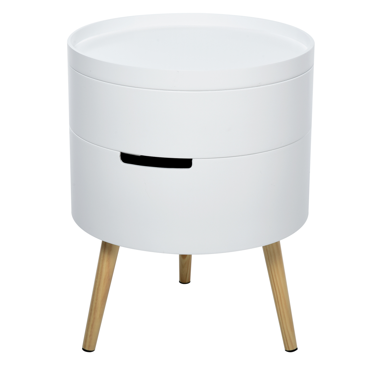HOMCOM 3-Part Side Table with Storage, Detachable Tray Top, White
