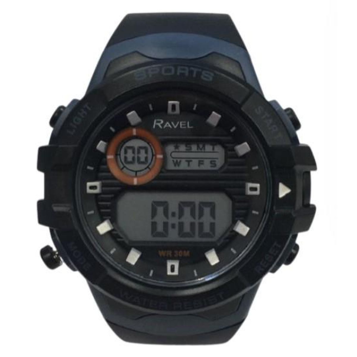 Ravel Men's 3ATM Digital Sports Watch Black/Blue