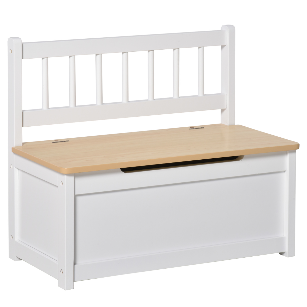 HOMCOM Kids 2-in-1 Wooden Toy Box Bench Storage Chest, White