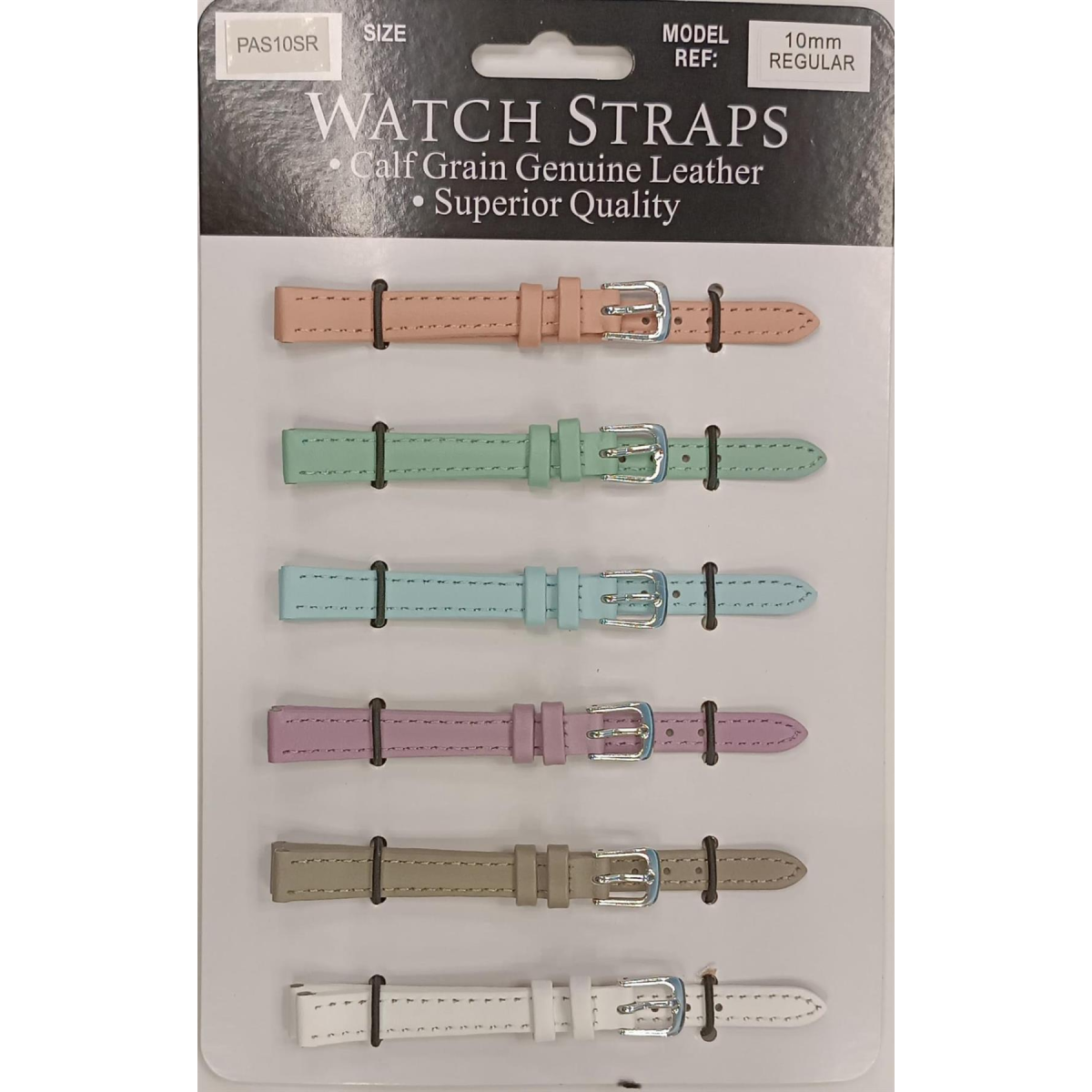 PASSR Sun Mixed Colour Calf Leather Watch Straps, Regular Card of 6