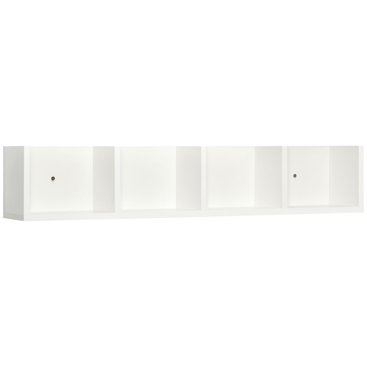 HOMCOM Wall-Mounted Wooden Media Shelf, 4-Grid CD Organizer for CDs, DVDs, Blu-rays, and Video Games