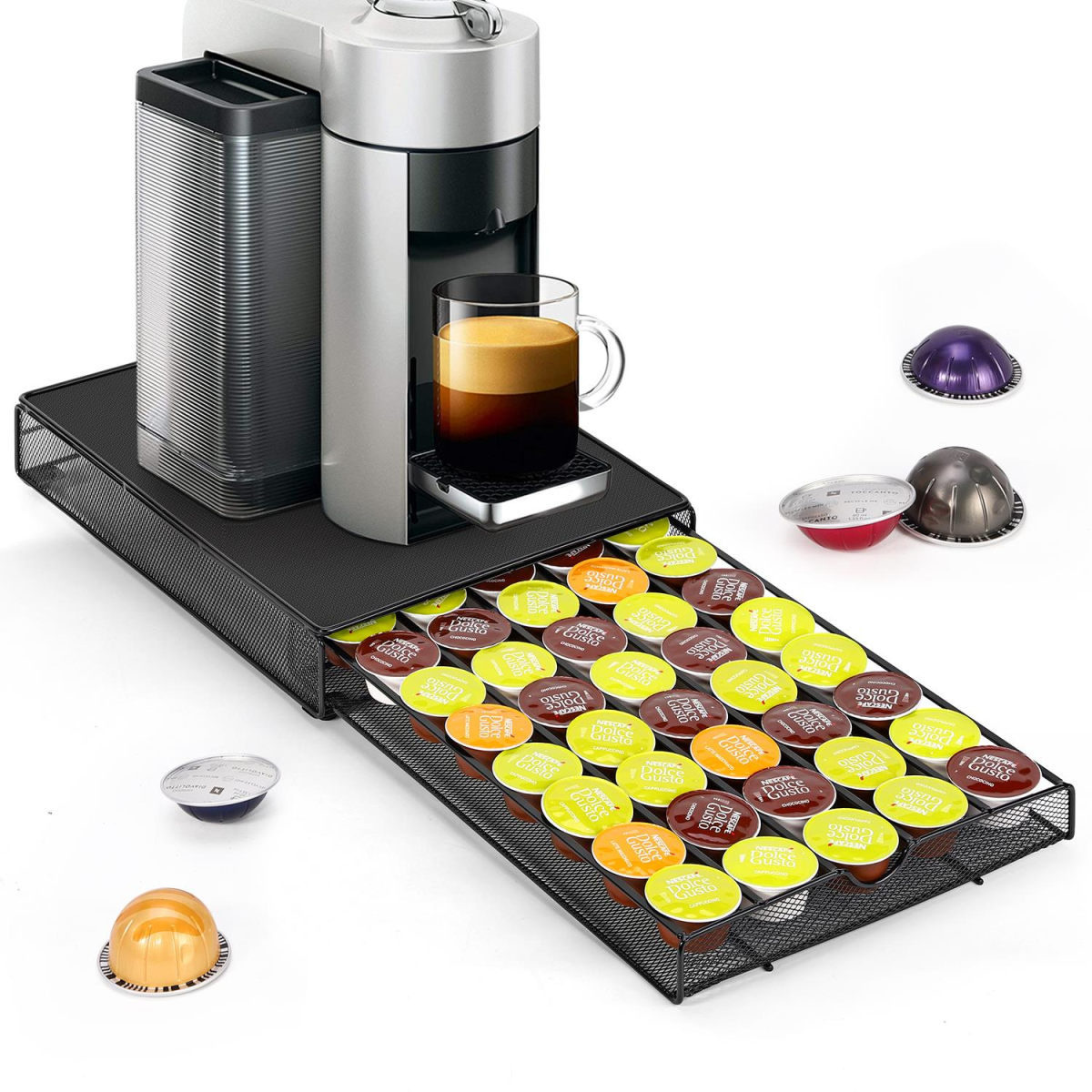 Vinsani Sliding Coffee Pod Storage Drawer for up to 80 Dolce Gusto Capsules