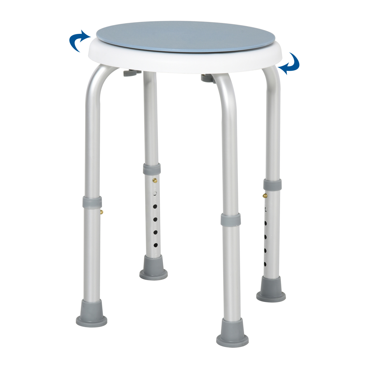 360° Swivel Bath Shower Stool, Adjustable Height, Non-Slip Feet