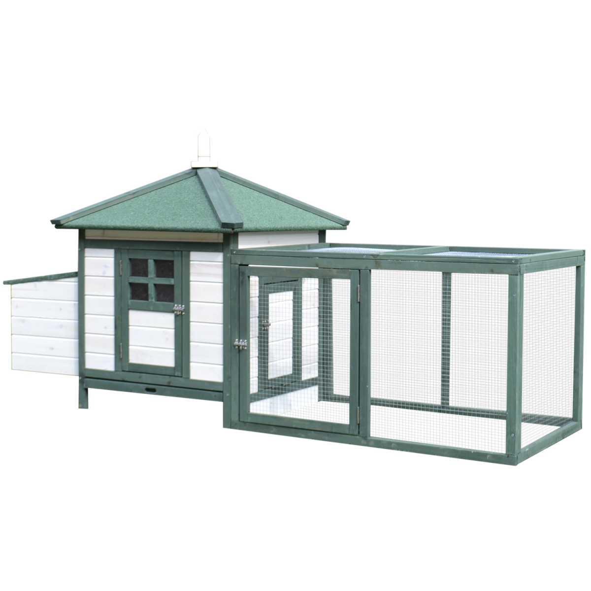 PawHut Wooden Chicken Coop with Nesting Box and Outdoor Run