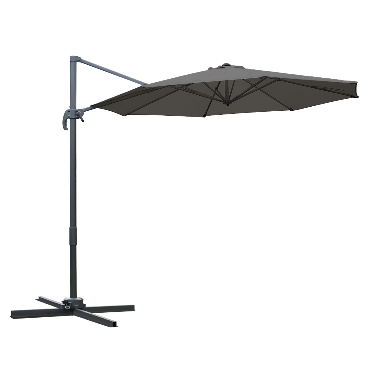 Outsunny Roma 3m Round Patio Cantilever Parasol Umbrella, Dark Grey