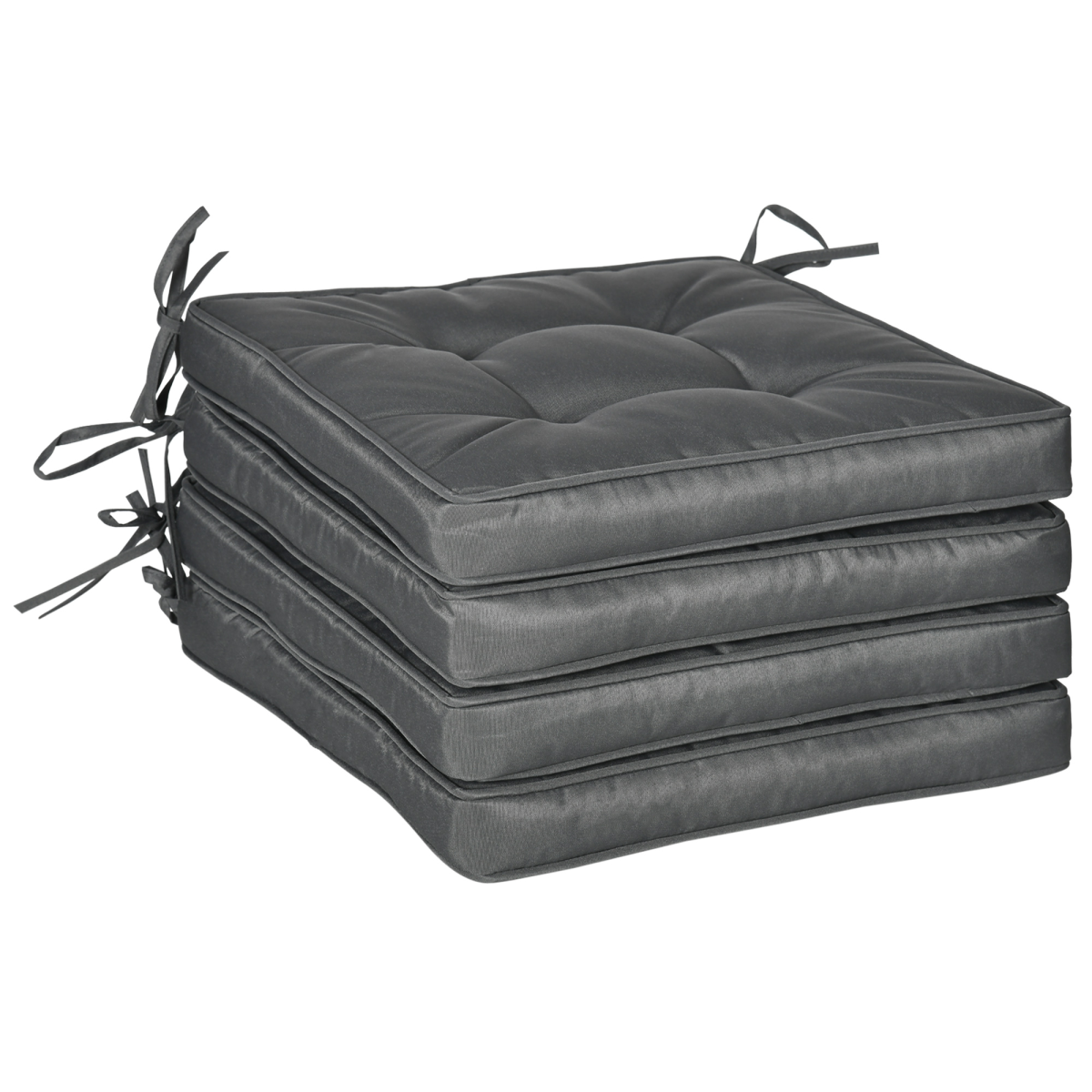 Outsunny Grey Garden Seat Cushion with Ties, 45 x 45 x 5cm